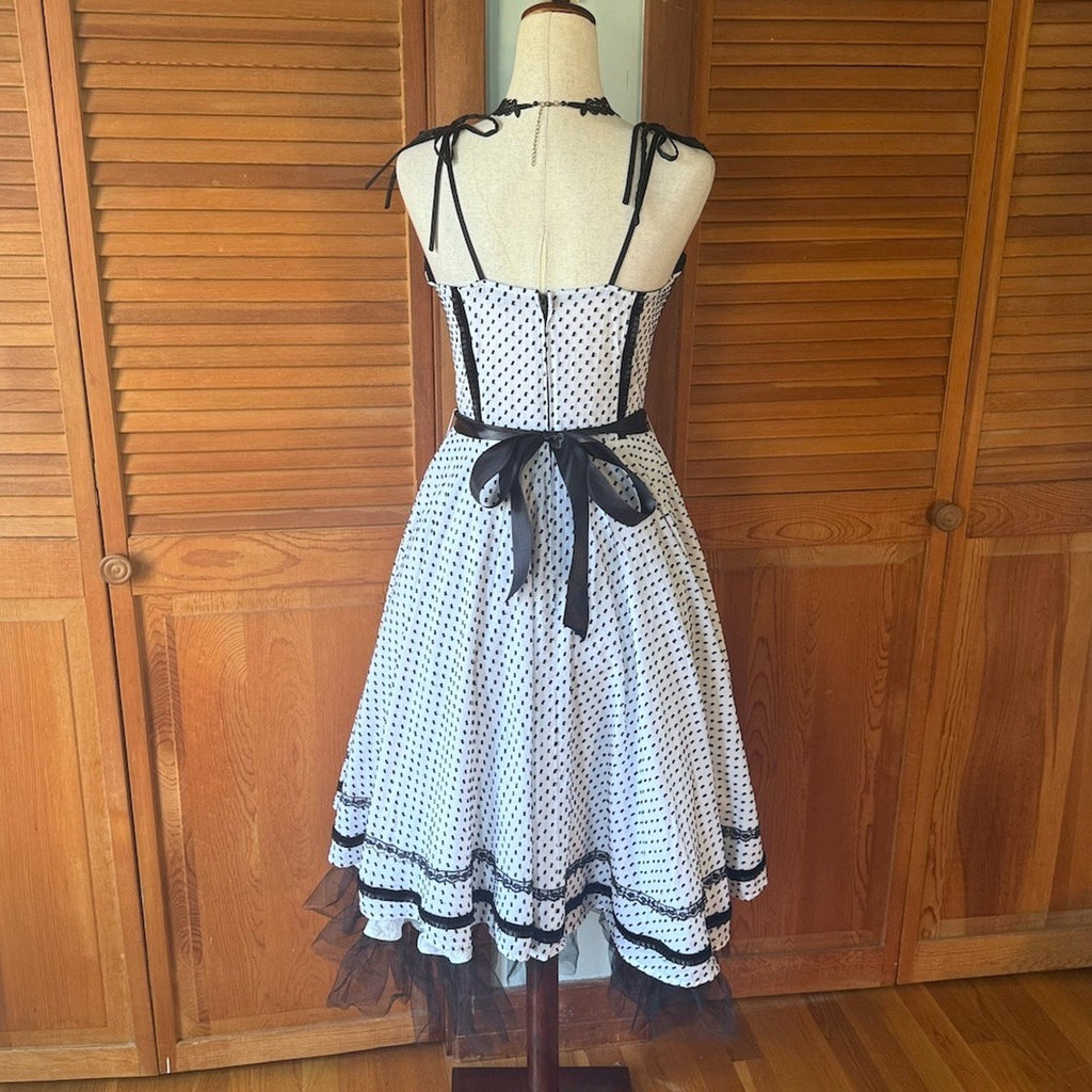 Vintage Lip Service Devil Dolls III Goth Pinup Girl Retro Dolly White Dress M-L
