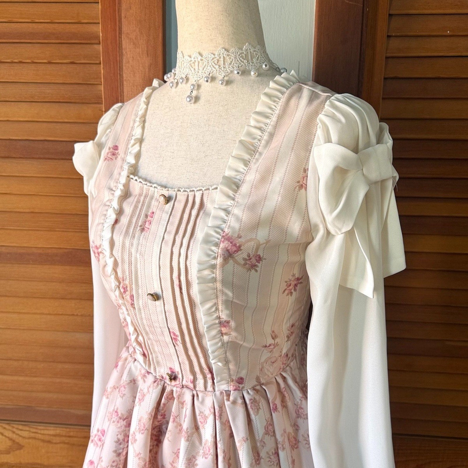 Liz Lisa J-Fashion Kawaii Gyaru Dollcore Pink Rose White Bow Tunic Dress XS