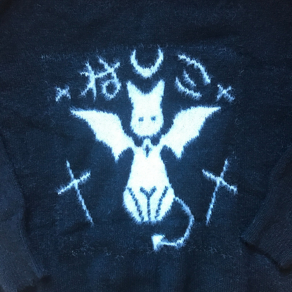 Gothic Lolita EGL Visual Kei Jirai Kawaii Black White Neko Cat Angel Sweater M