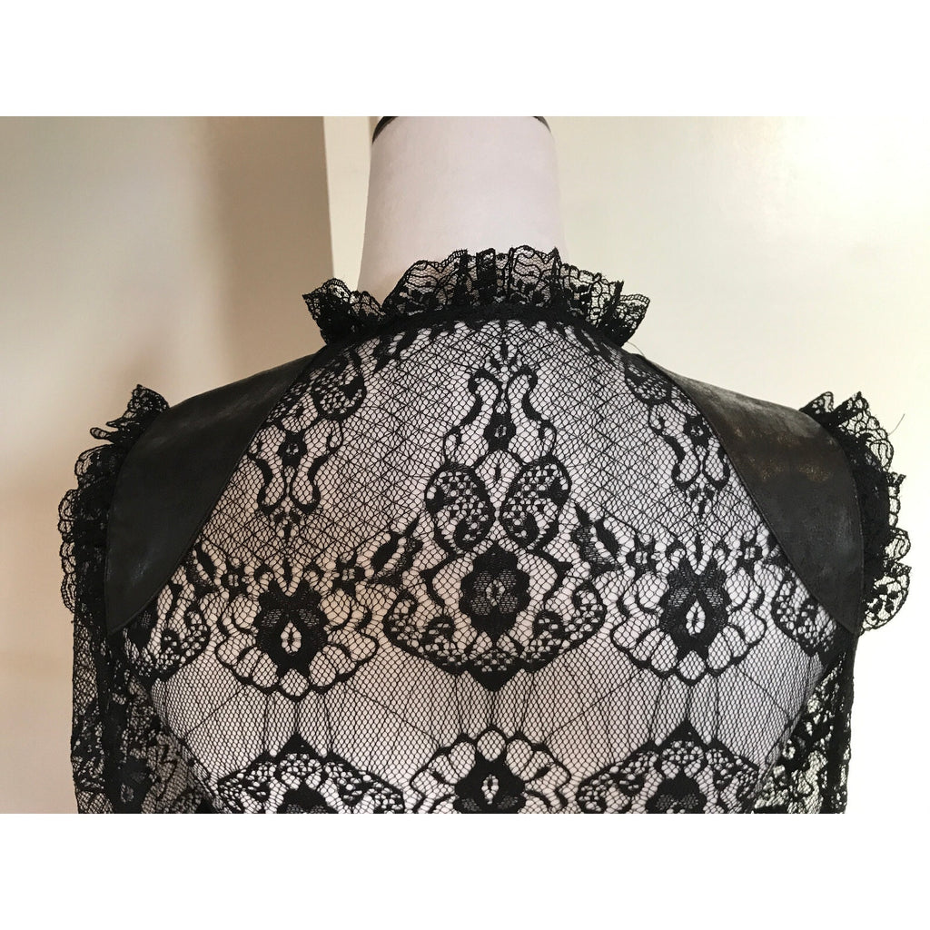 Lip Service Vintage War of the Roses Gothic Victorian Black Lace Top XS