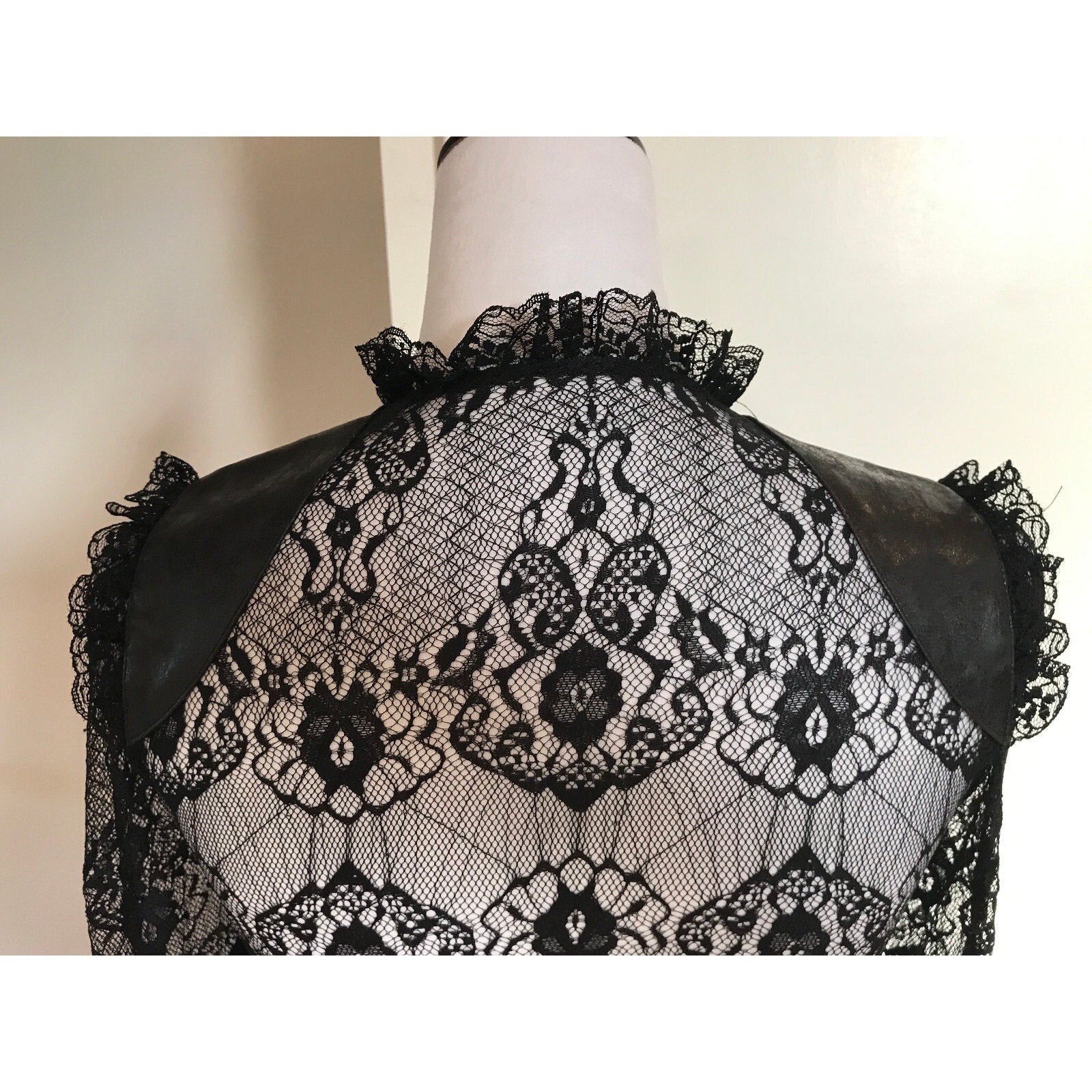Lip Service Vintage War of the Roses Gothic Victorian Black Lace Top XS