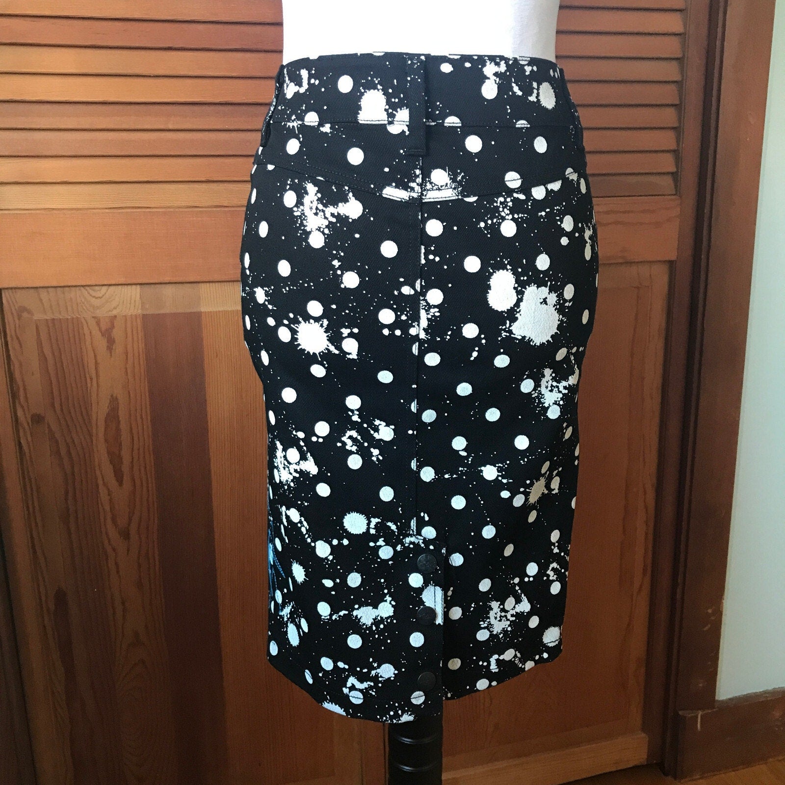 Vintage Lip Service Polka Splatz Punk Goth Pencil Knee Length Skirt XS
