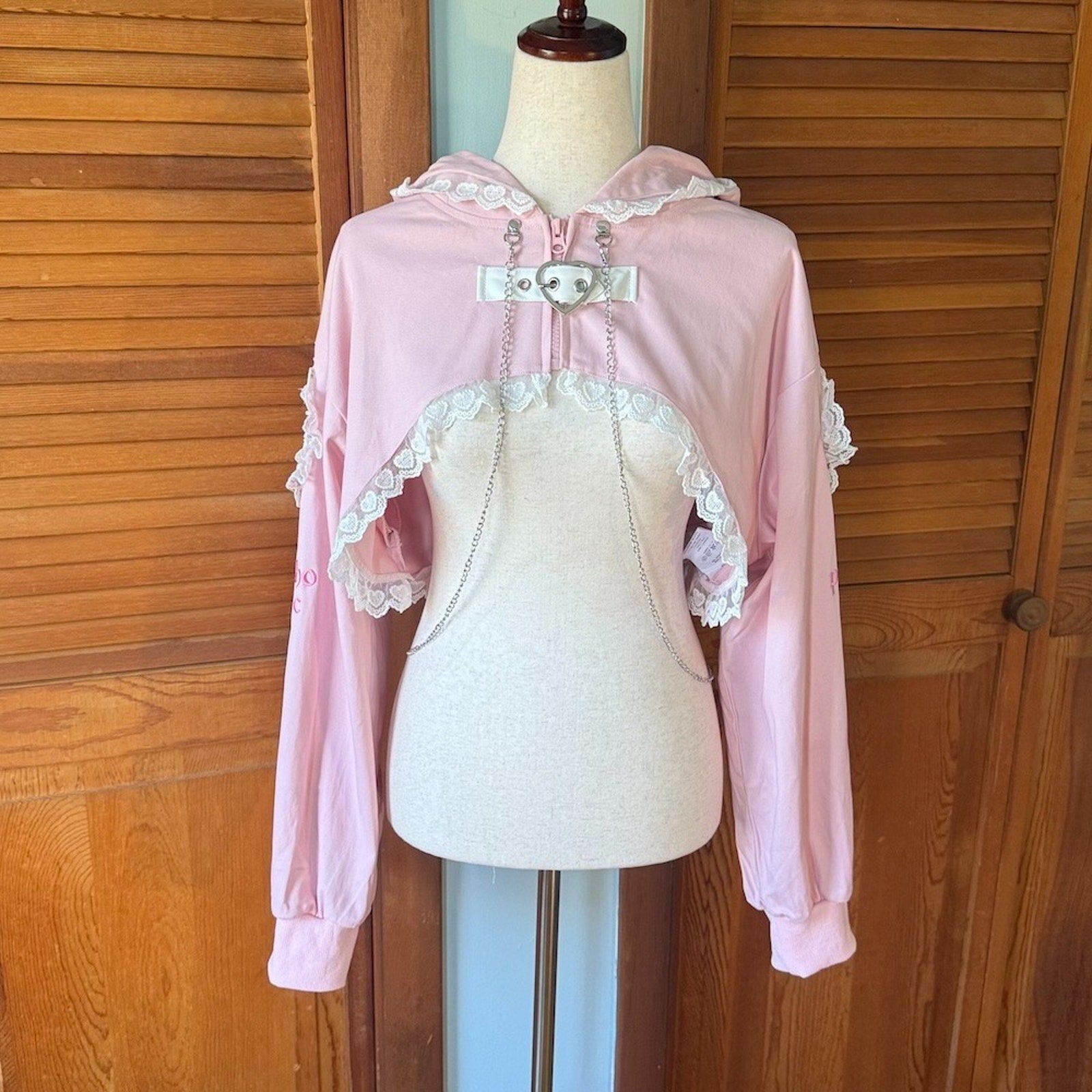 ACDC Rag J-Fashion Gyaru EGL Punk Bunny Heart Cross Bows PINK Hoodie Jacket