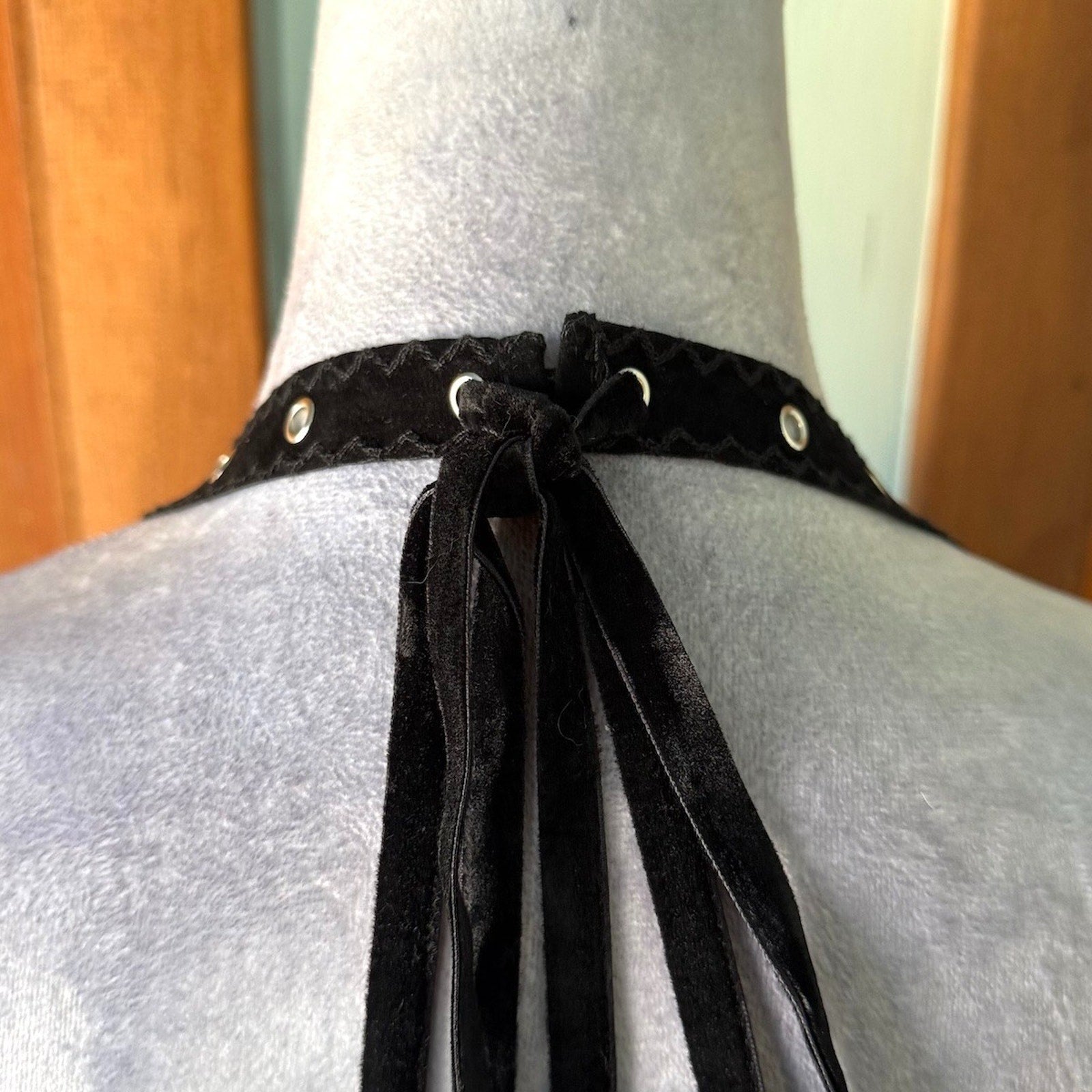 Gothic Victorian Vampire Dark Fairy Torture Garden Black Ruffle & Strap Dress S