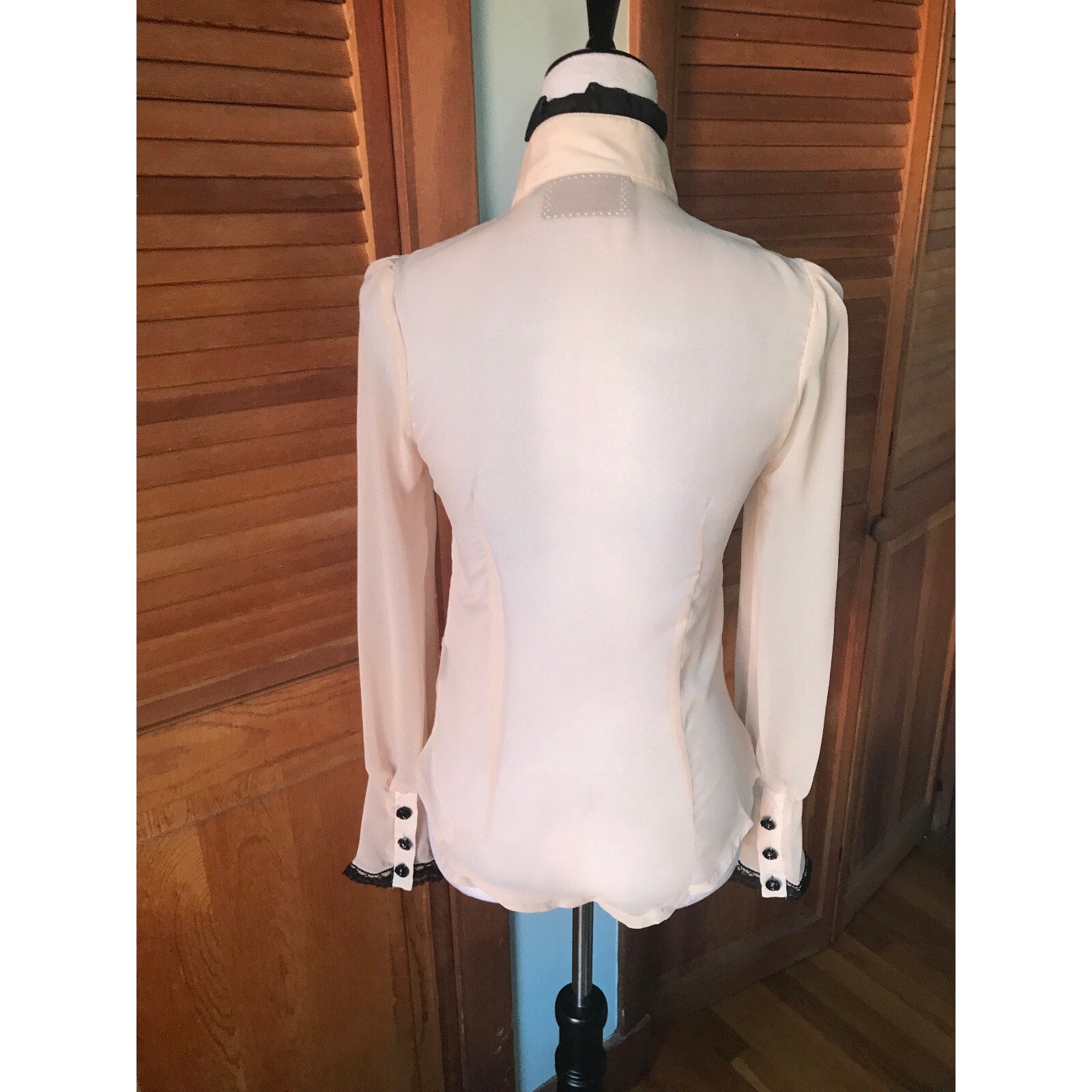 Voodoo Vixen Gothic Steampunk Victorian Aristocrat Sheer Ivory Chiffon Blouse S