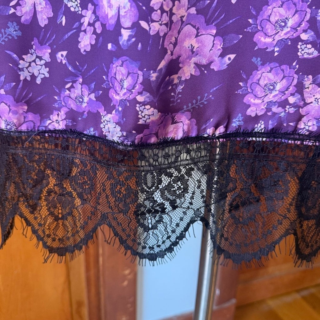 Pretty Damage Purple Haze Fairycore Wimsigoth Wild Flowers Black Lace Dress