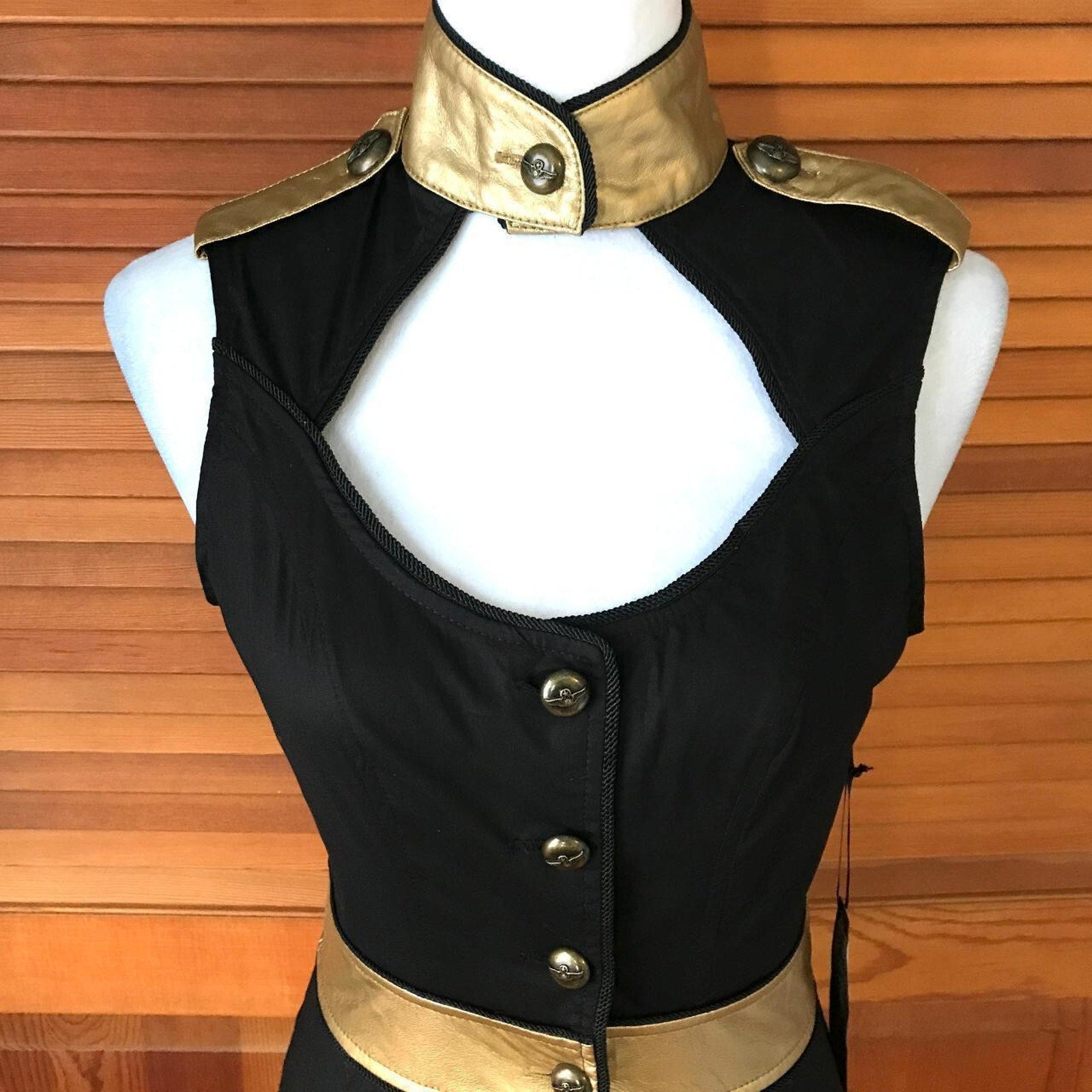 Vintage Lip Service Goth Punk Steampunk Military Cosplay Garter Tunic Dress