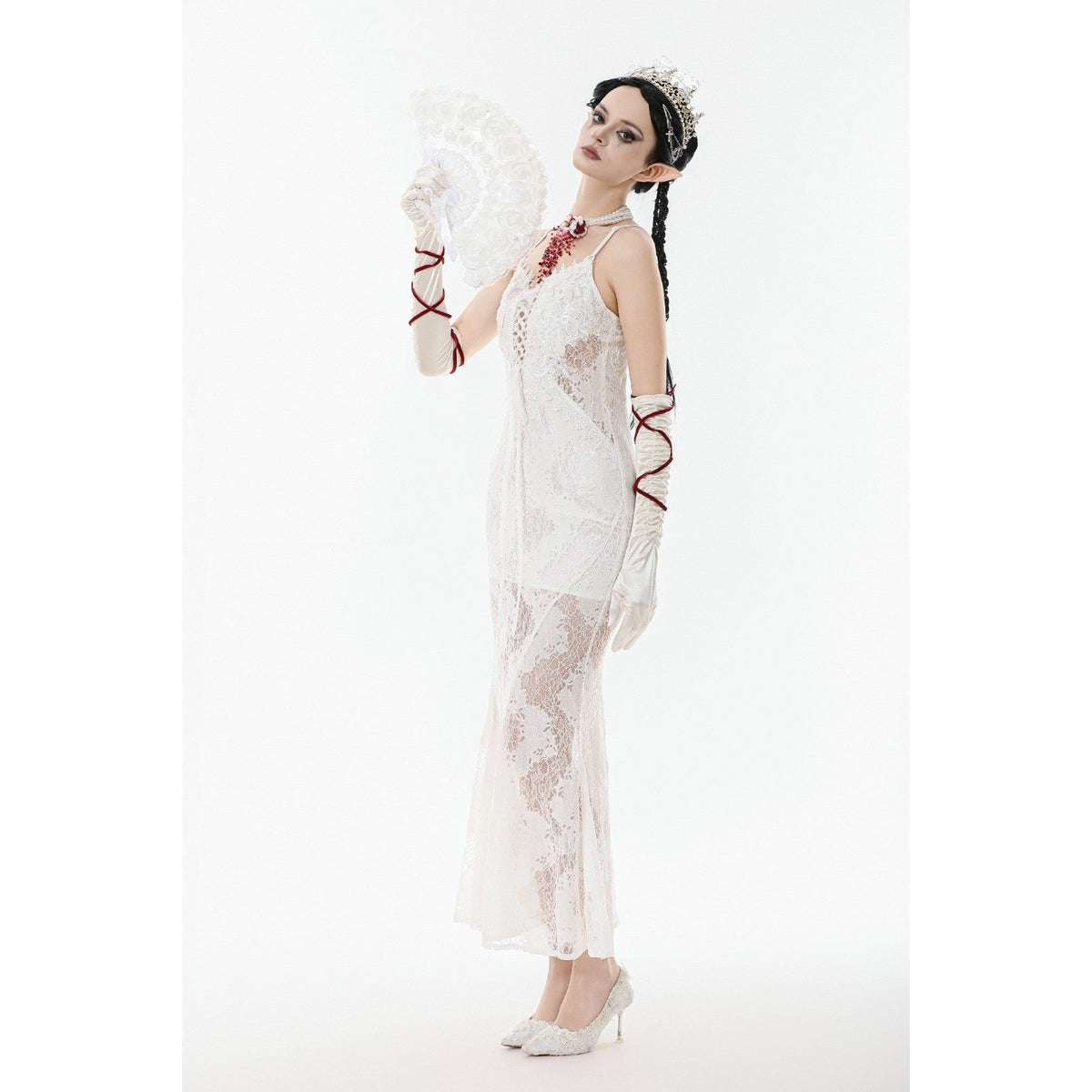 Dark in Love Gothic Victorian Romantic Cottagecore White Mermaid Angel Dress