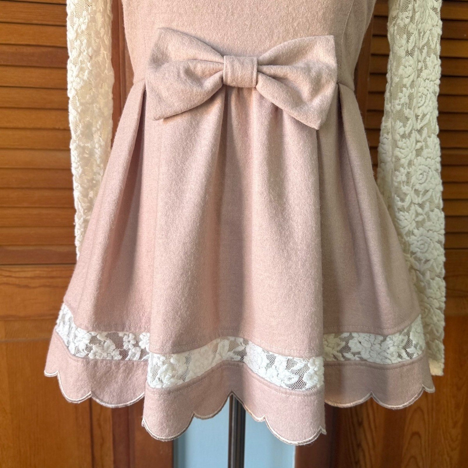 Liz Lisa J-Fashion Kawaii Jirai Gyaru Dollcore Pink White Lace Bow Tunic Dress S