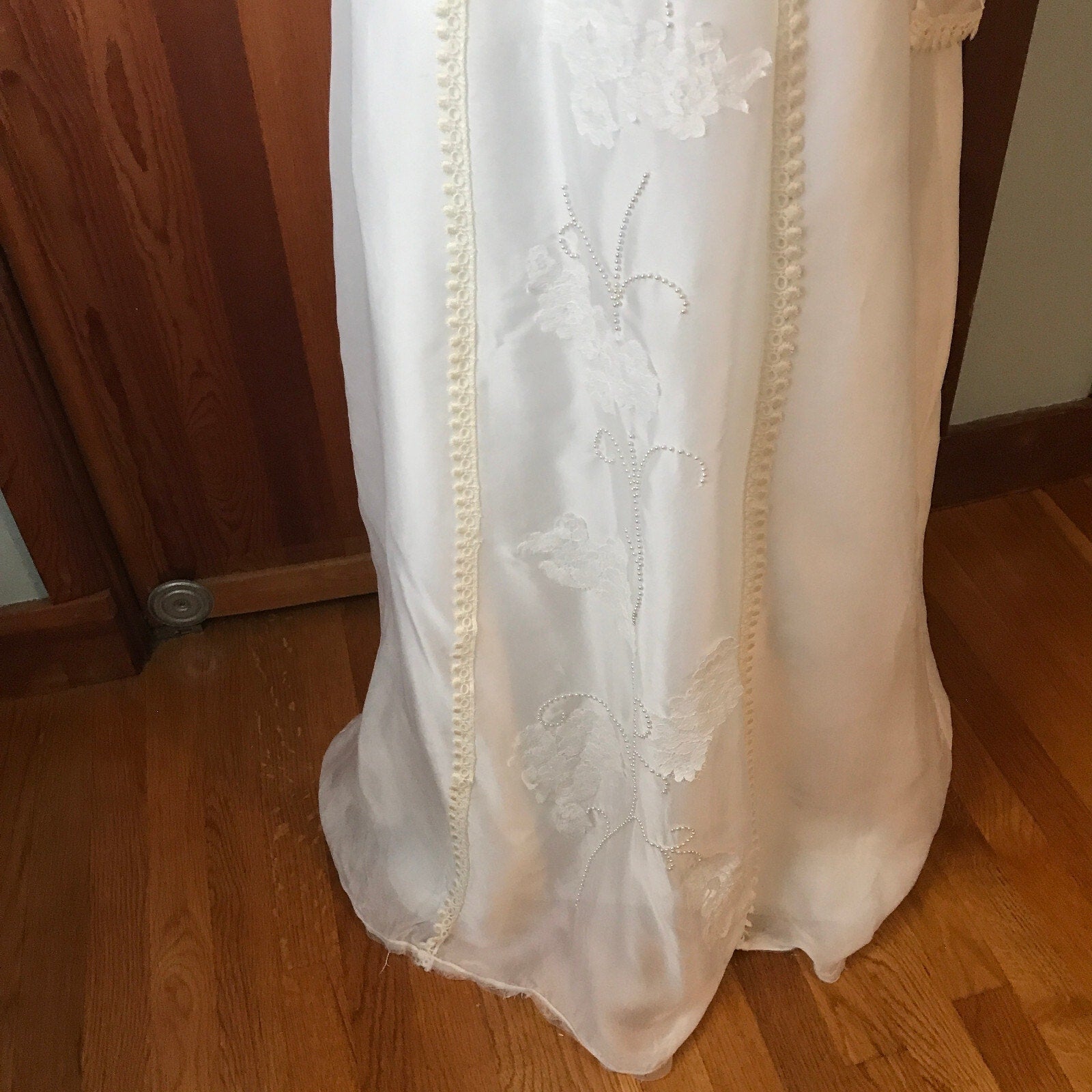 Gothic Victorian Frankenstein Bride Vintage White Gown Dress S