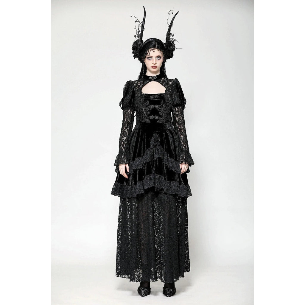 Dark In Love Gothic Victorian Lolita Princess Romantic Black Velvet Dress
