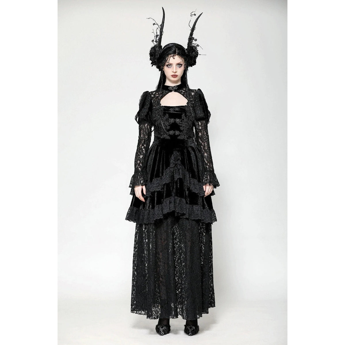 Dark In Love Gothic Victorian Lolita Princess Romantic Black Velvet Dress
