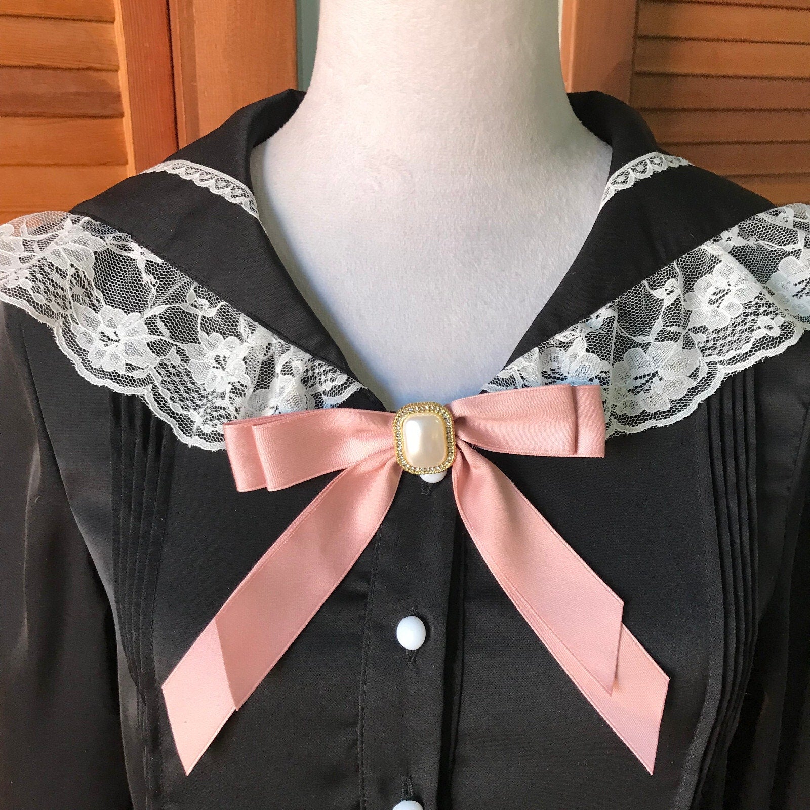 Gothic Lolita EGL J-fashion Jirai Dollcore Noir Blanc et Rose Blouse Shirt