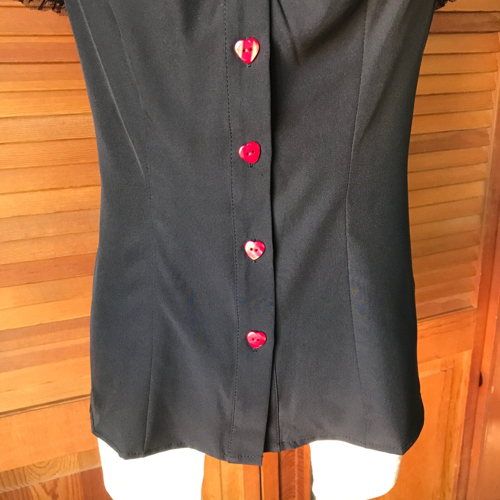 Gothic Victorian Vampire Lolita Retro Bloody Valentine Black Top L