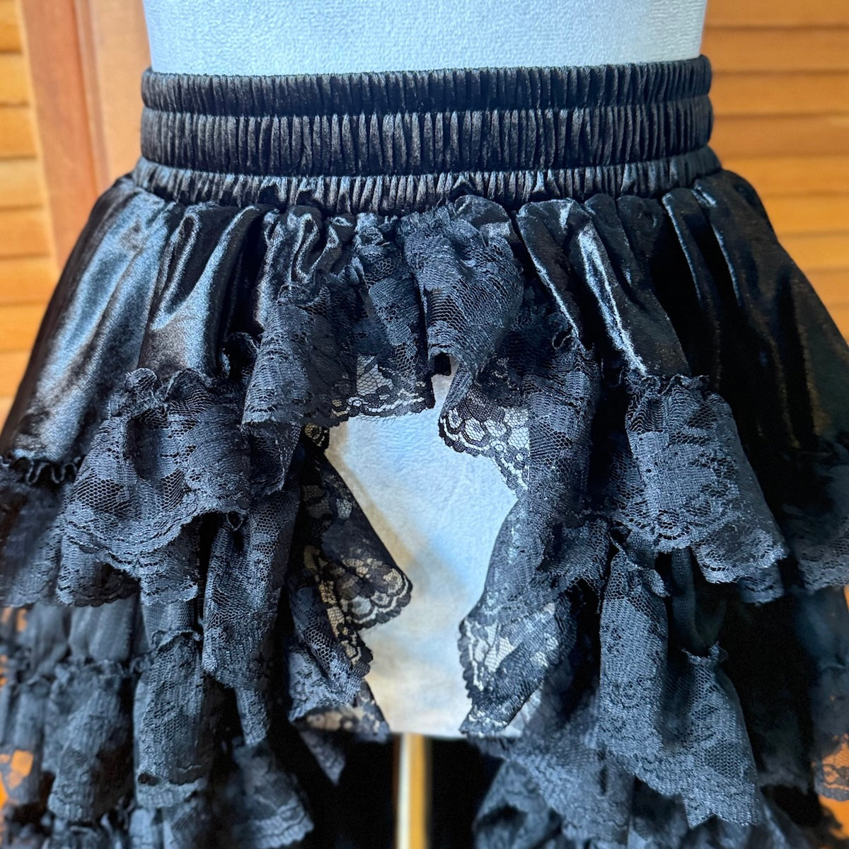 Dark in Love Blissful Billows Black Velveteen & Lace Gothic Overskirt