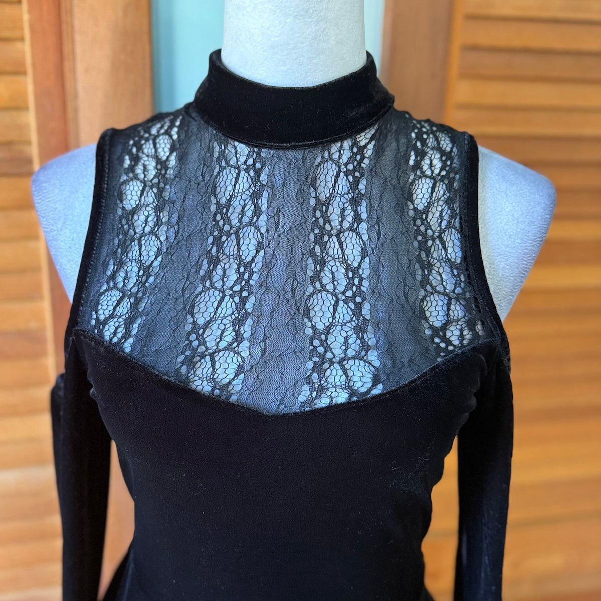 Killstar Goth Black Velvet & Lace Moonstera Pixie Hem Dress S