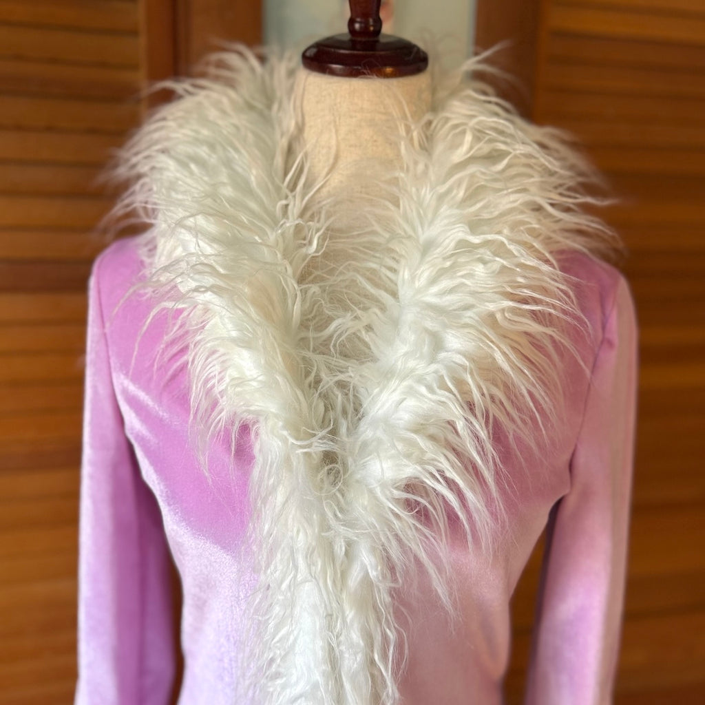 Dolls Kill Whimsigoth Victorian Dollcore Embroidered Pink Faux Fur Trim Jacket