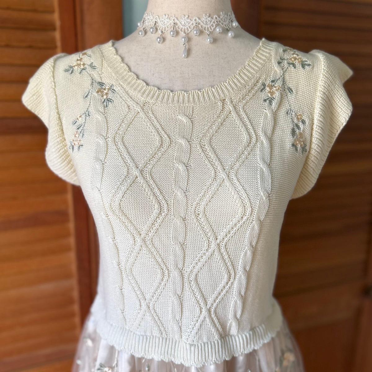 J-fashion Axes Femme Gyaru Fairycore Cottage Ivory Beige Dress M