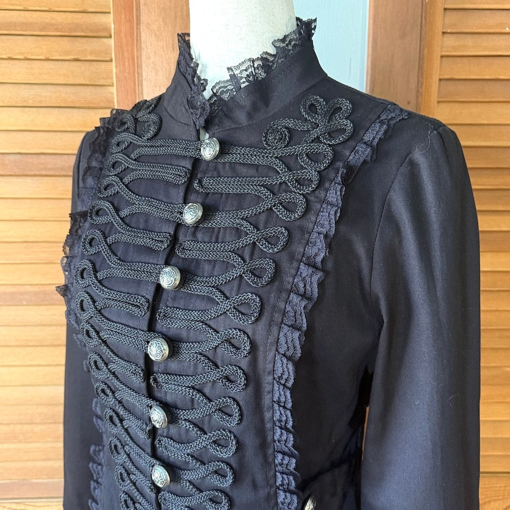 Gothic Victorian Vampire Military Black Tailcoat Jacket S-M