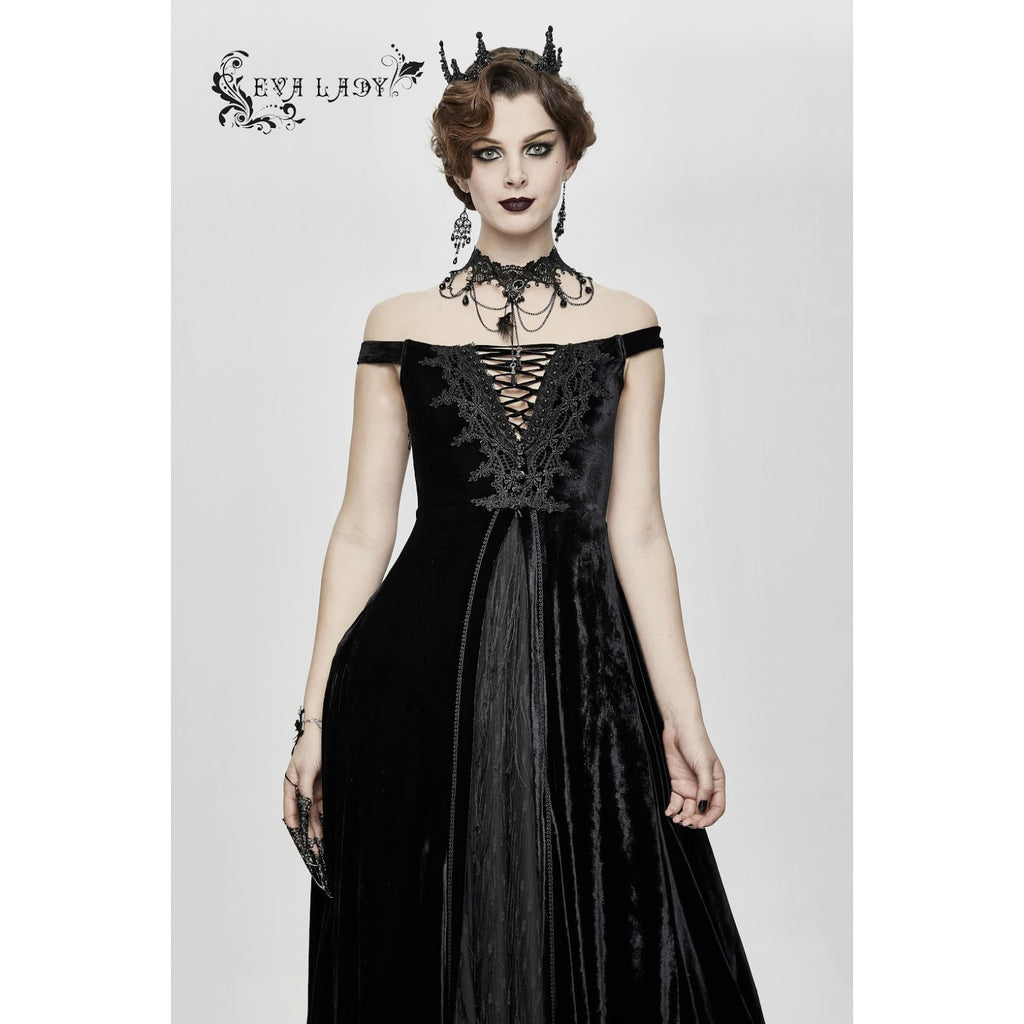 Devil Fashion Gothic Victorian Vampire Vkei Black Velvet "Ricchi" Dress L-2XL