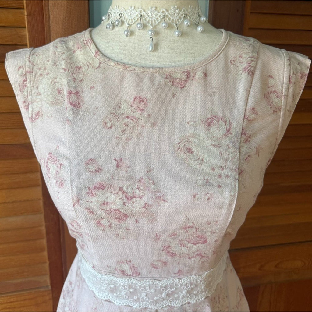 Liz Lisa J-fashion Gyaru Himekaji Light Pink Rose White Lace Summer Dress S