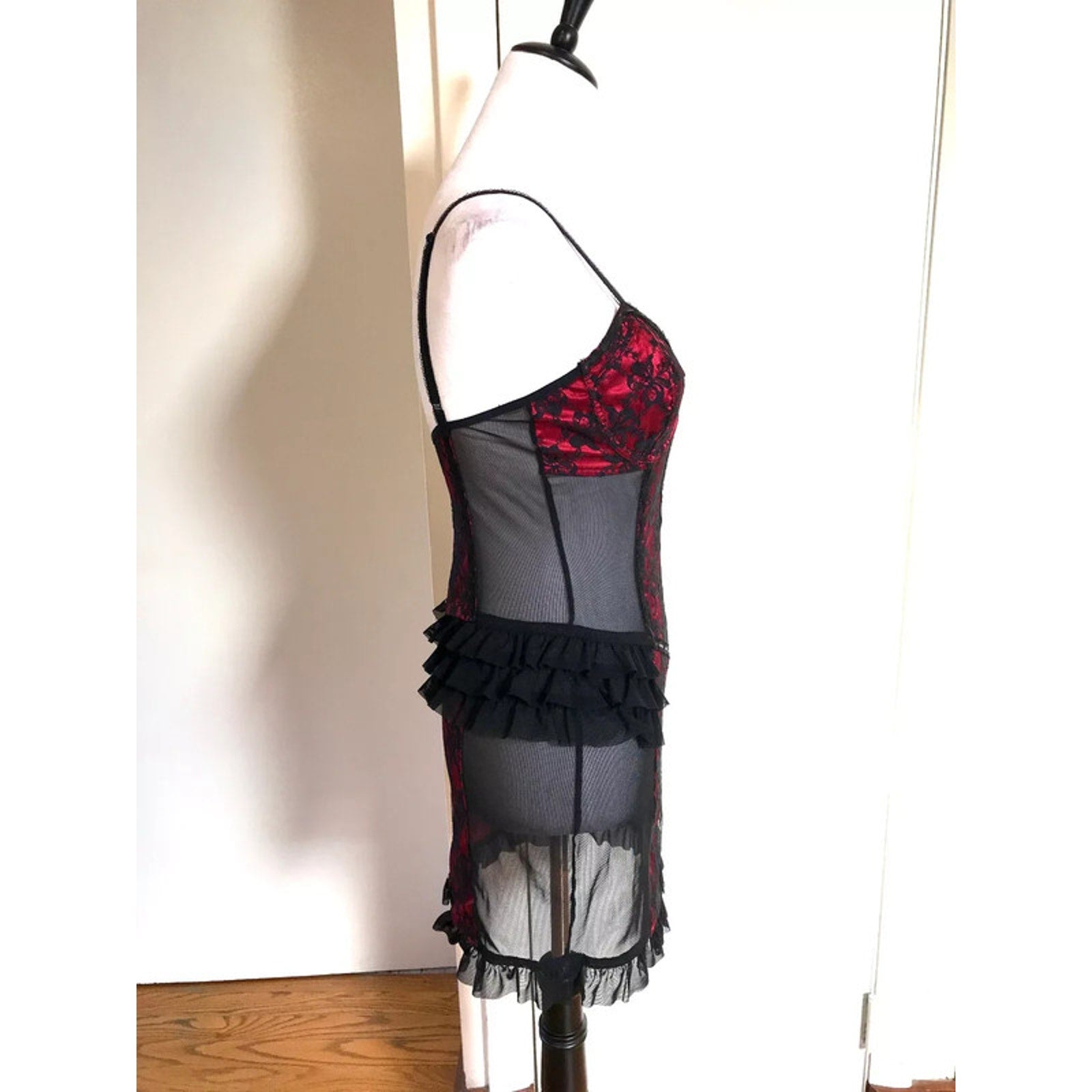 Lip Service Vintage Vaudeville Vamps Gothic Victorian Lace & Mesh Red Dress