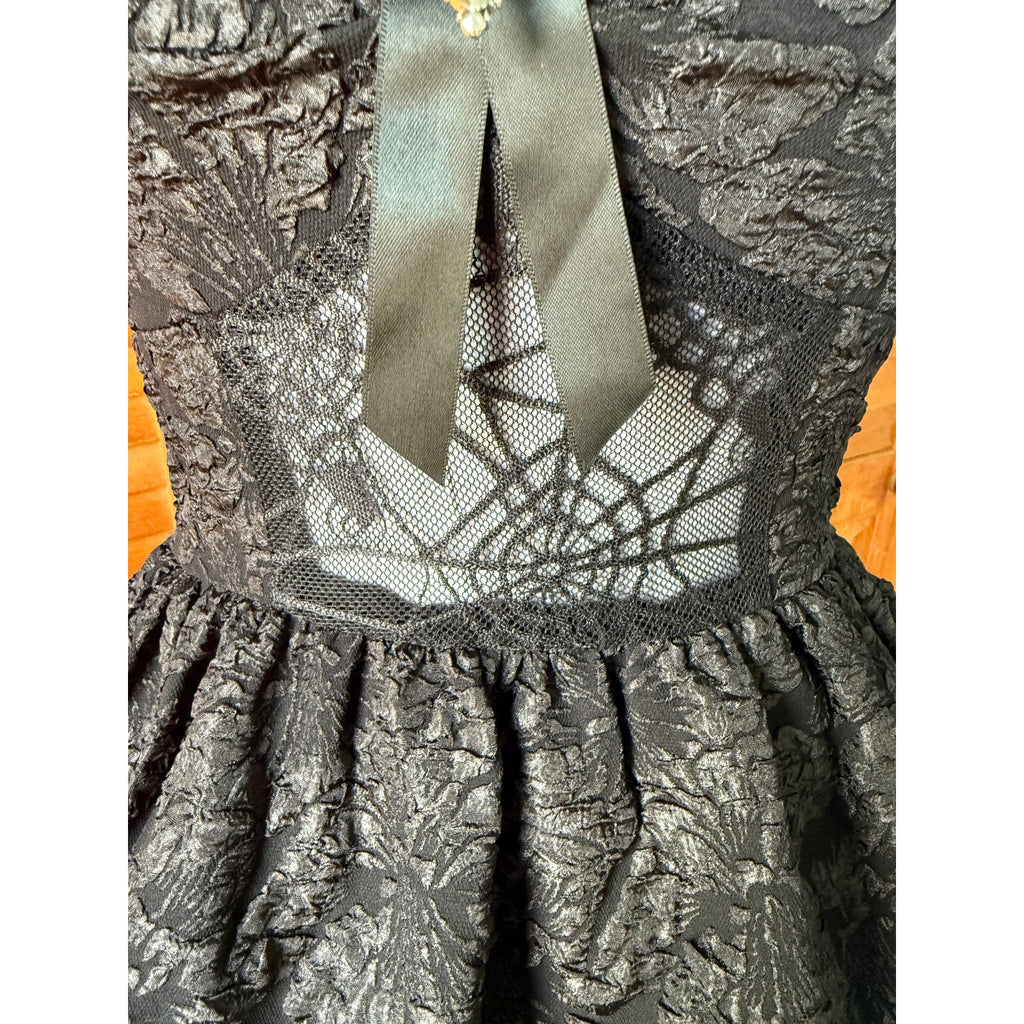 Gothic Victorian Lolita EGL Flower Spiderweb Midnight Fairy Dress + Petticoat S