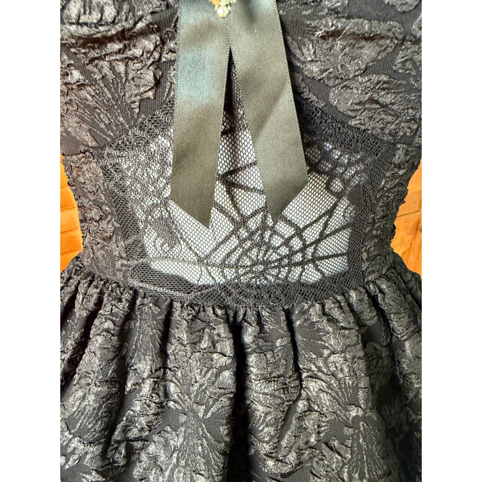 Gothic Victorian Lolita EGL Flower Spiderweb Midnight Fairy Dress + Petticoat S