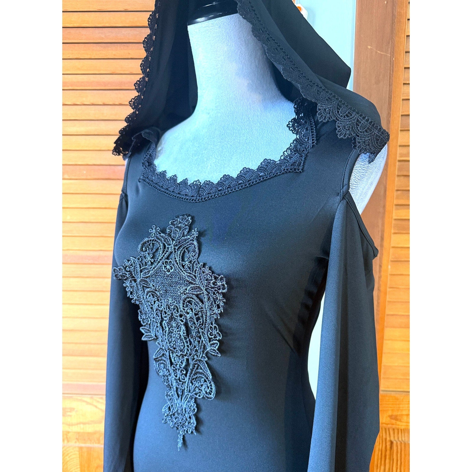 Goth Cyber Punk Neo-Victorian Witch Apprentice Hooded Dress S