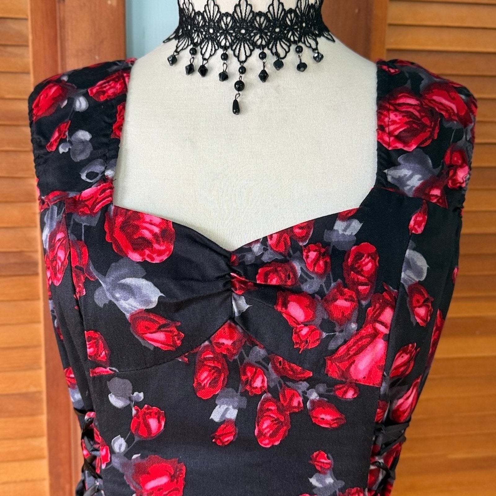 Goth Punk Rockabilly EGL Horror Blood Roses Tiered JSK Dress Petticoat M-L
