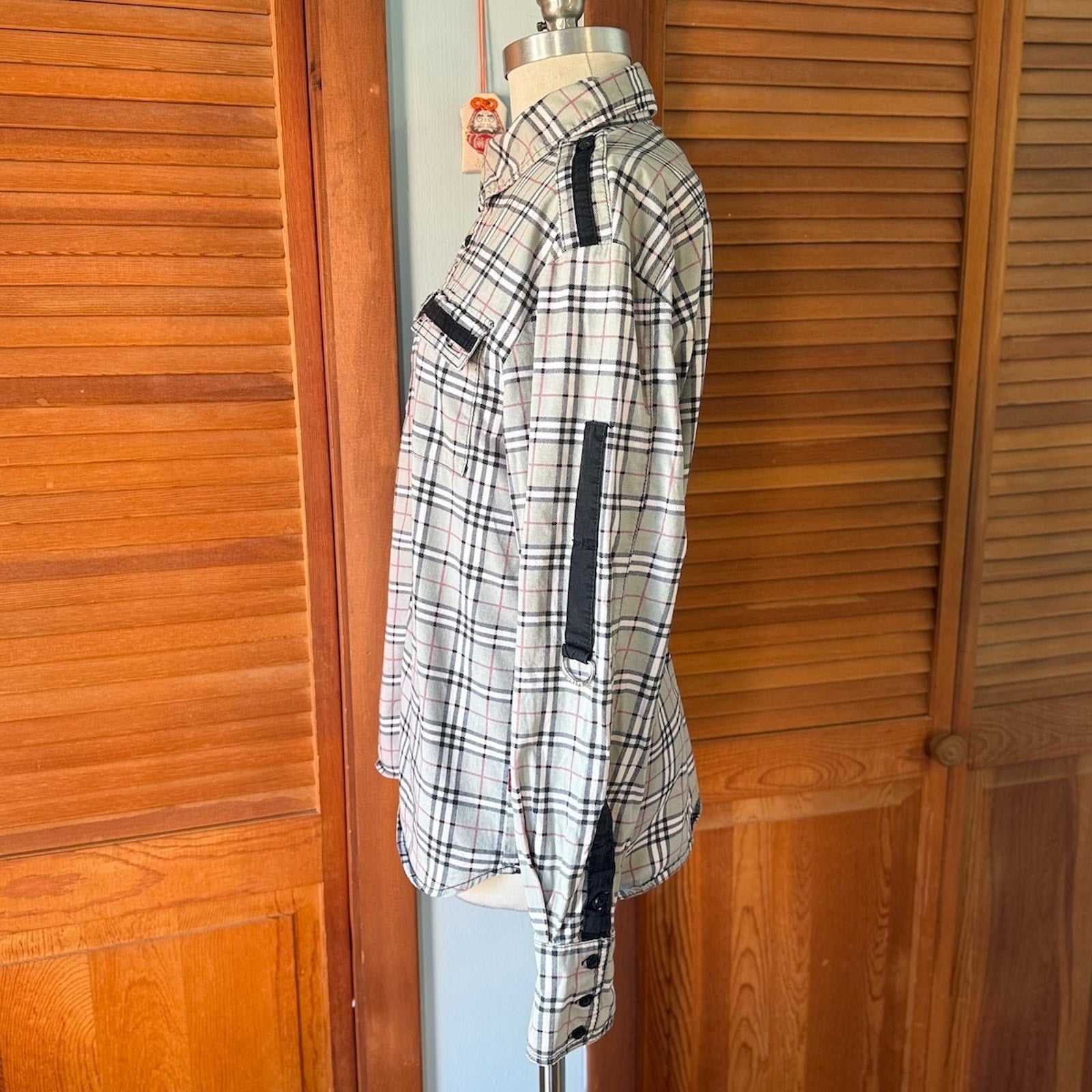 Vintage Tripp NYC Punk Goth Y2K Gray Plaid Cotton Unisex Shirt M-XL