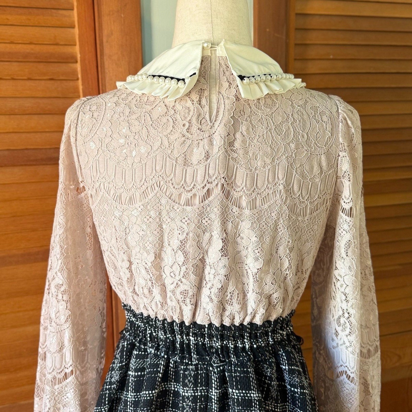 Liz Lisa J-Fashion Jirai Kei Ryosan Dysty Pink Lace & Black Tweed Dress S