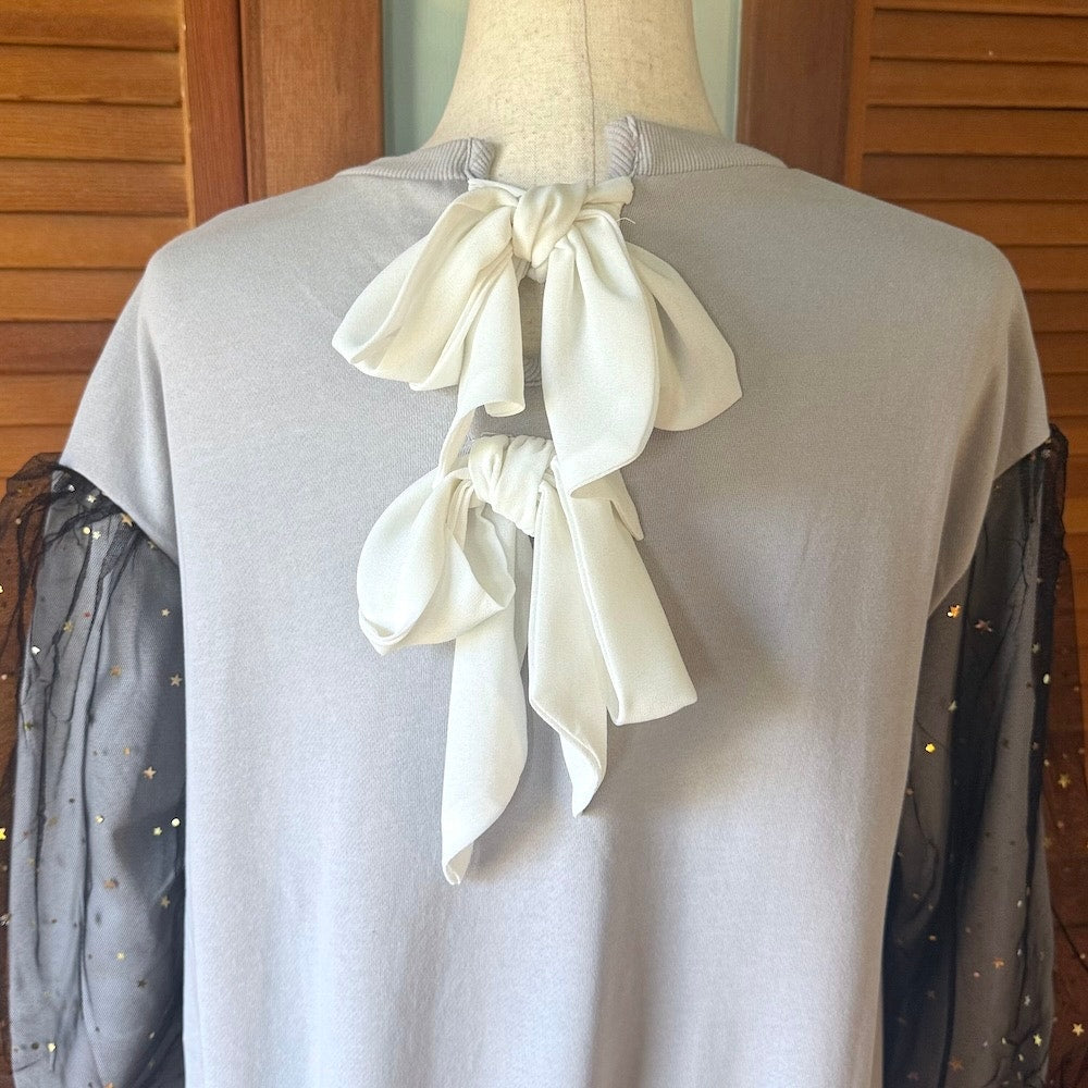 J-fashion Bodyline Gyaru Kawaii Harajuku Gray Unicorn Sweatshirt Dress w/ Bows M