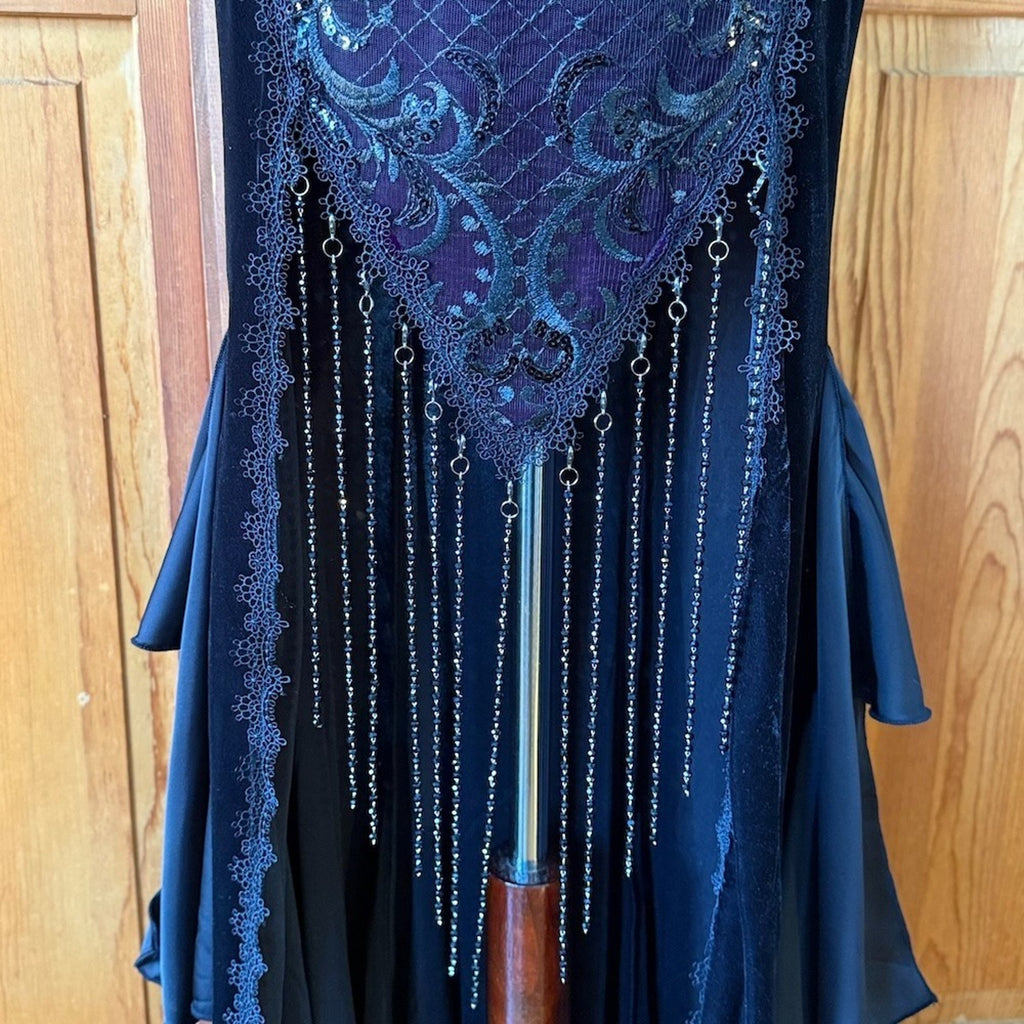 Devil Fashion Gothic Victorian 'Vampire Masquerade' Purple Black Velvet Gown
