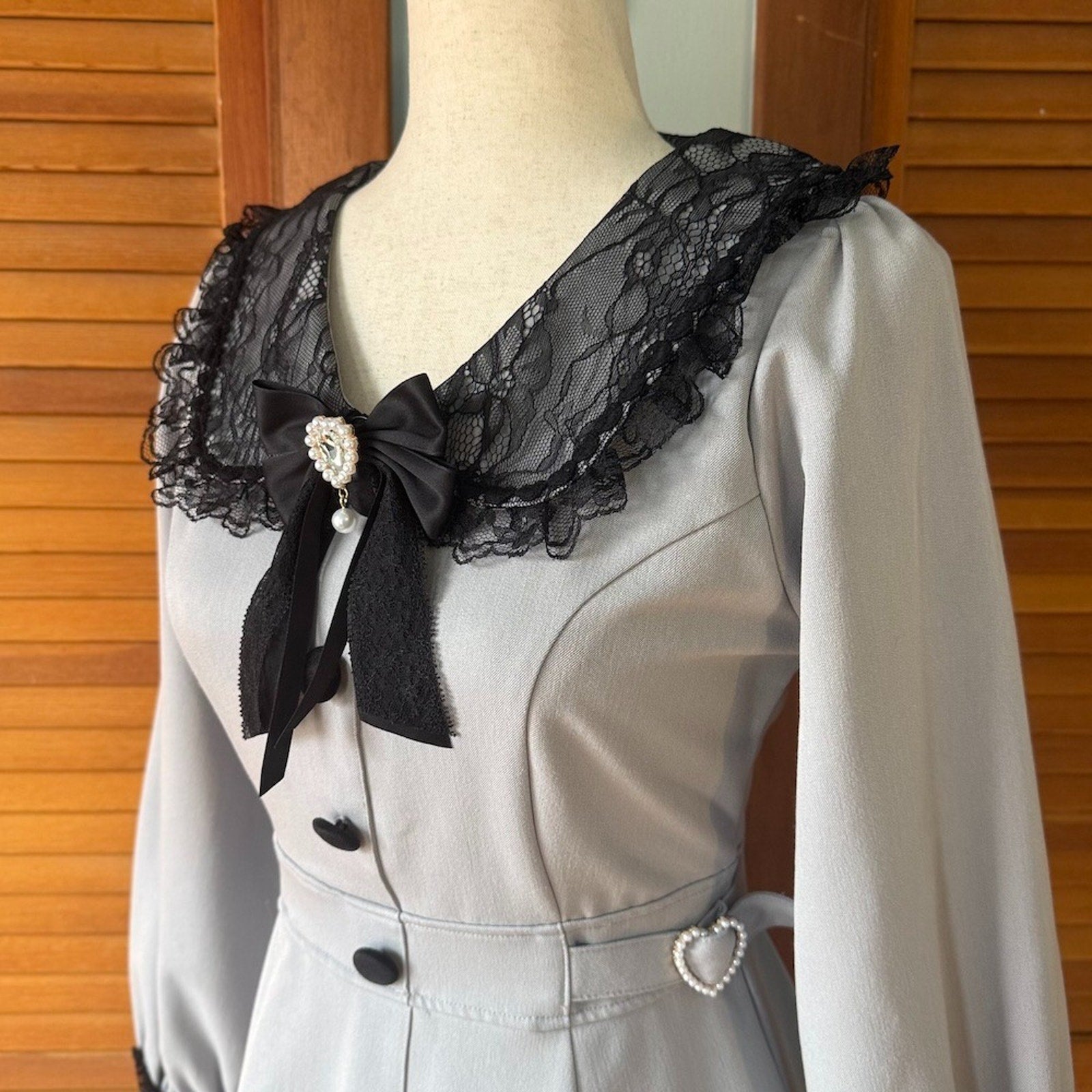 Liz Lisa J-fashion Harajuku Gyaru Jirai Kei Dollcore Gray Black Lace Dress S