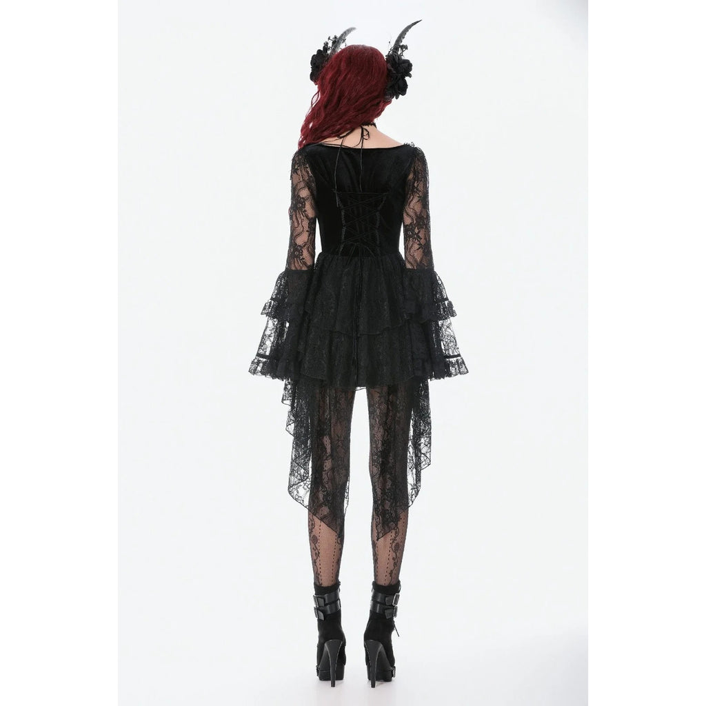 Dark In Love Gothic Victorian Dark Temptations Velvet Lace Bell Sleeve Dress