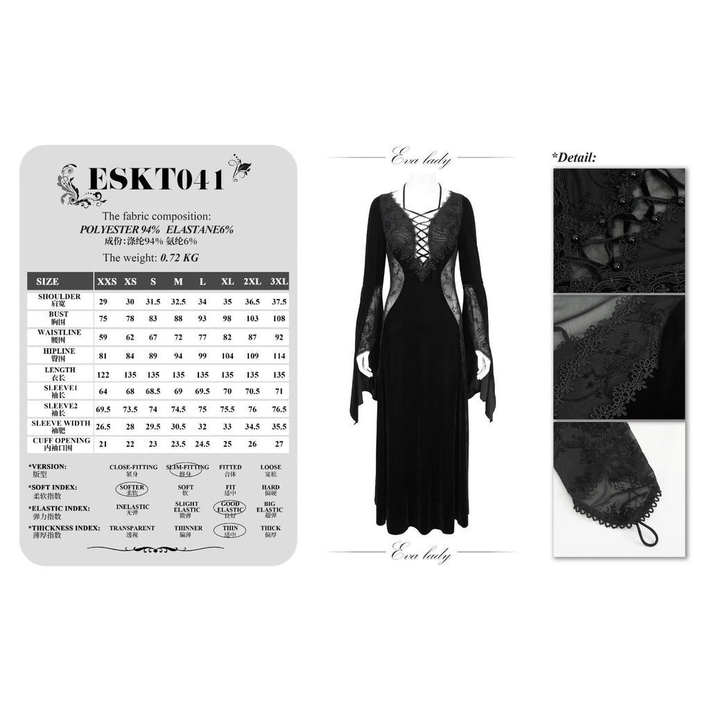 Devil Fashion Gothic Victorian Vampire "Velvet Maiden" Lace Long Gown Dress