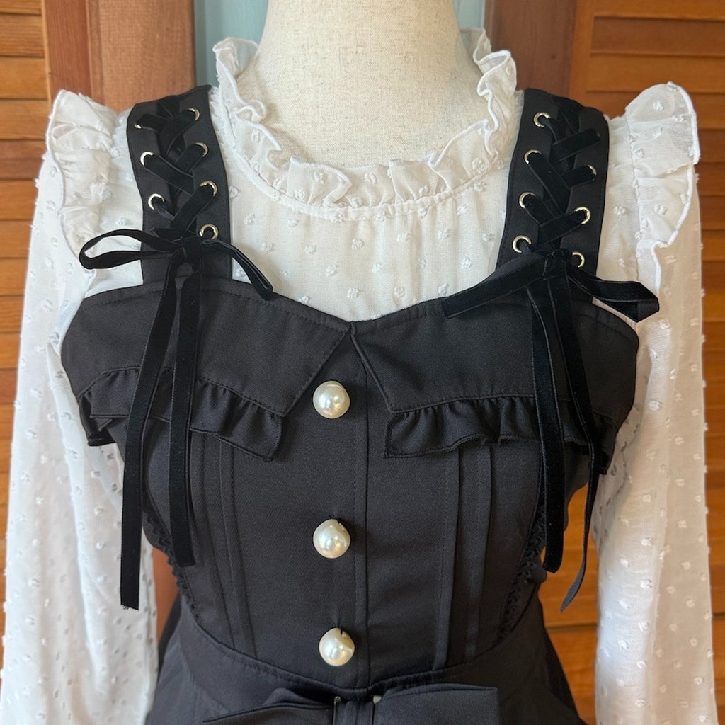 Liz Lisa Jirai Kei Gyaru Kawaii Dollcore Black & White Long Sleeved Dress S
