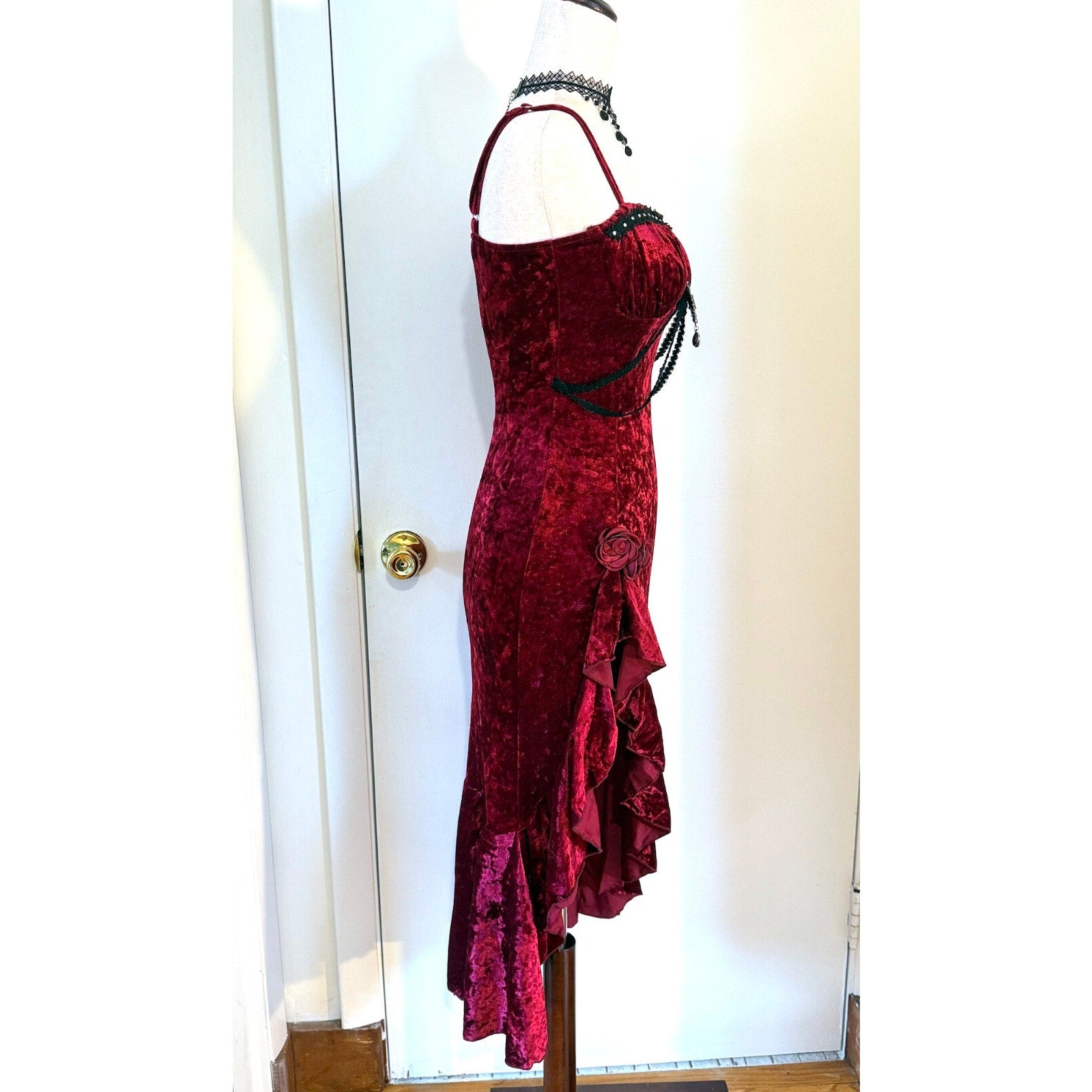 Gothic Victorian Vampire Bites & Roses Blood Red Velvet Dress