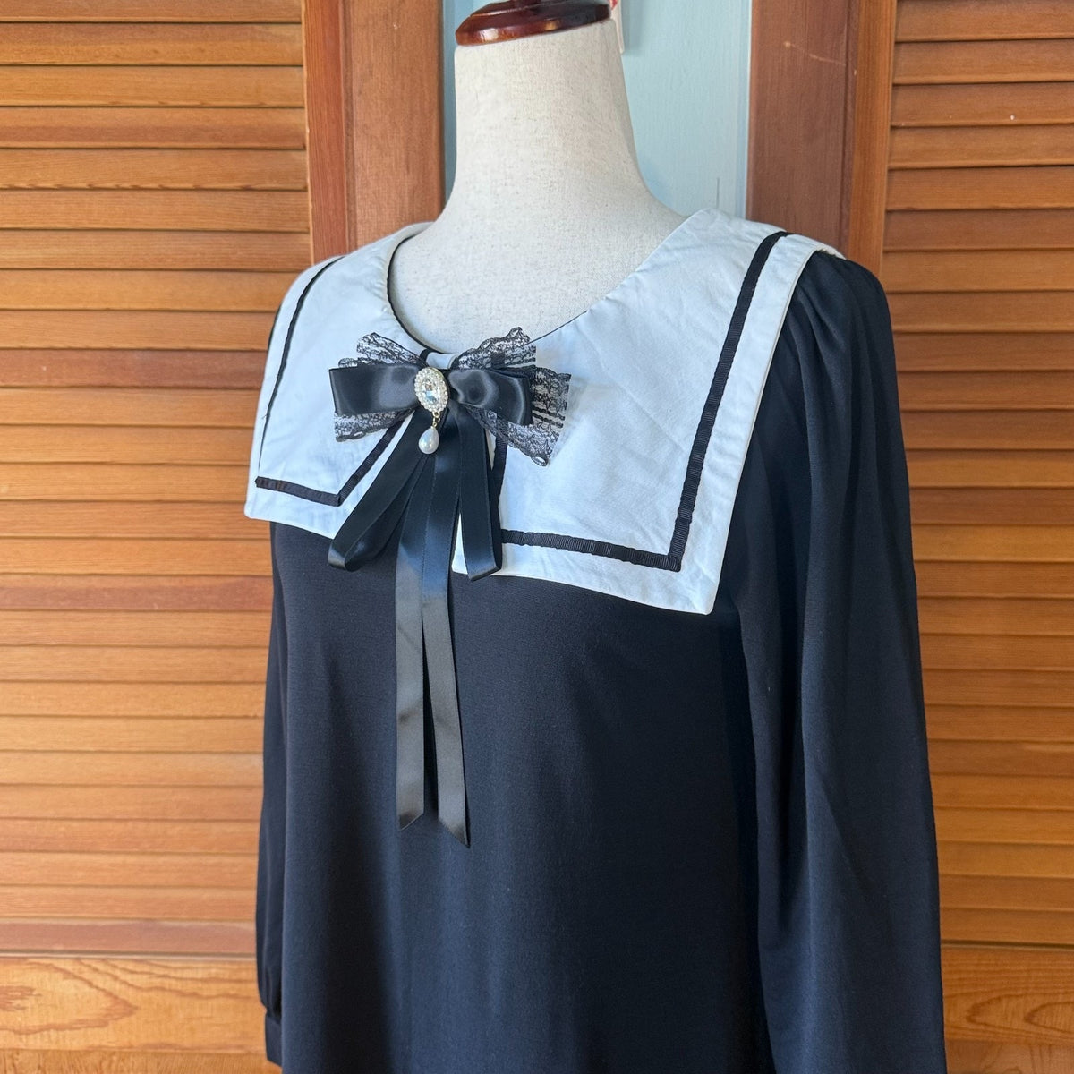 J-fashion Ank Rouge Gyaru Kawaii Dollcore Cutecore Black Sailor Collar Dress M