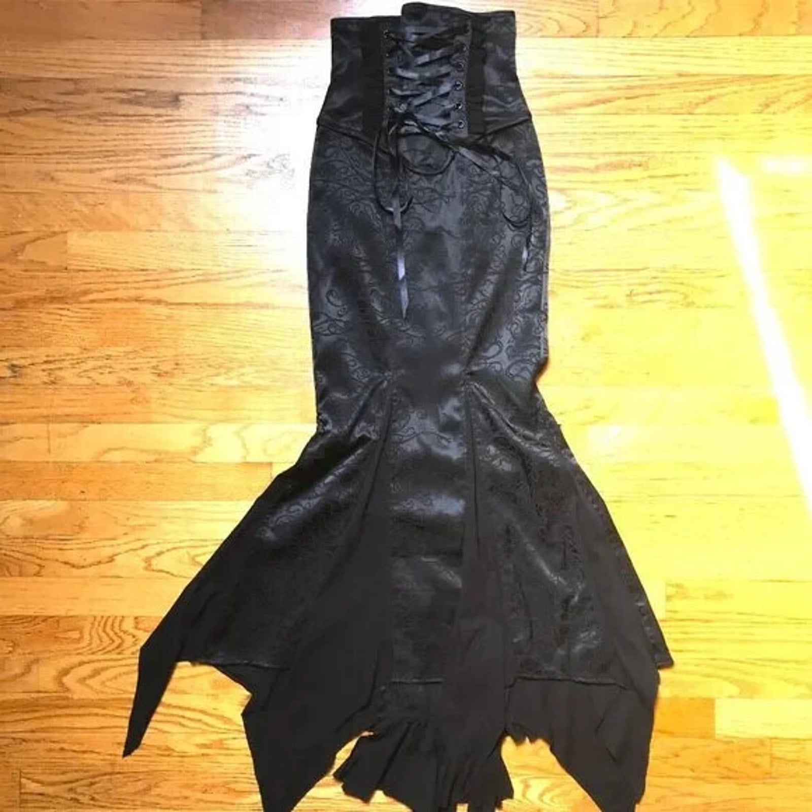 Vintage Lip Service Exit to Eden Gothic Victorian High Waist Black Skirt XS