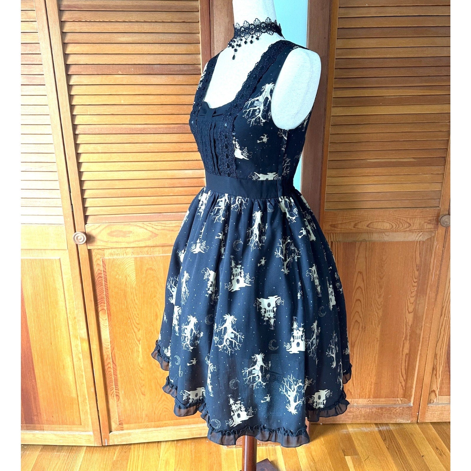 Axes Femme J-fashion Jirai Lolita Dolly EGL Himekaji Black Castle Dress JSK M