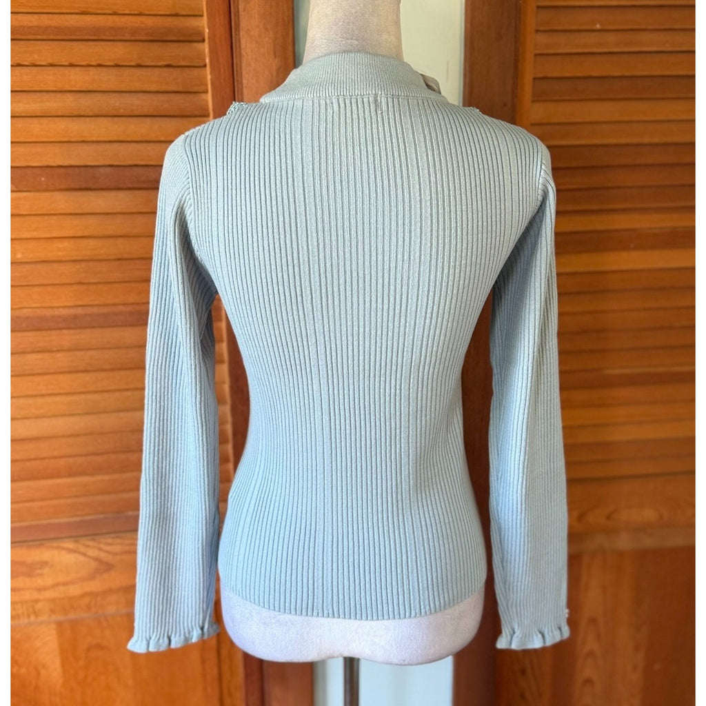 J-fashion Axes Femme Kawaii Jirai Gyaru Cottage Light Blue Sweater Top M