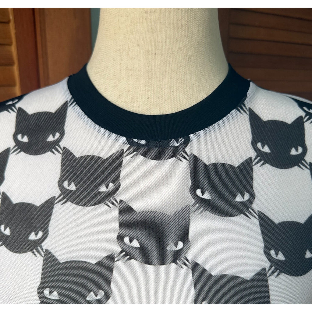 Dolls Kill x Emily Strange Punk Goth Lolita EGL Kawaii Black Kitty Cat Top 2XL