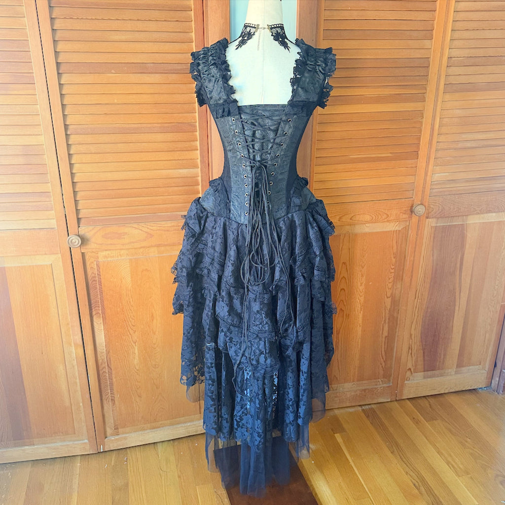 Burleska Gothic Victorian Renaissance Black King Brocade Lace Corset Dress