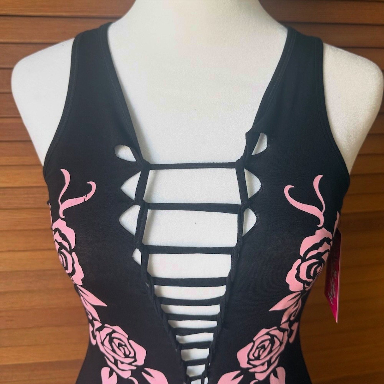 Demi Loon Punk Goth Emo Grunge "Desert Rose" Slashed Cutout Festival Tank