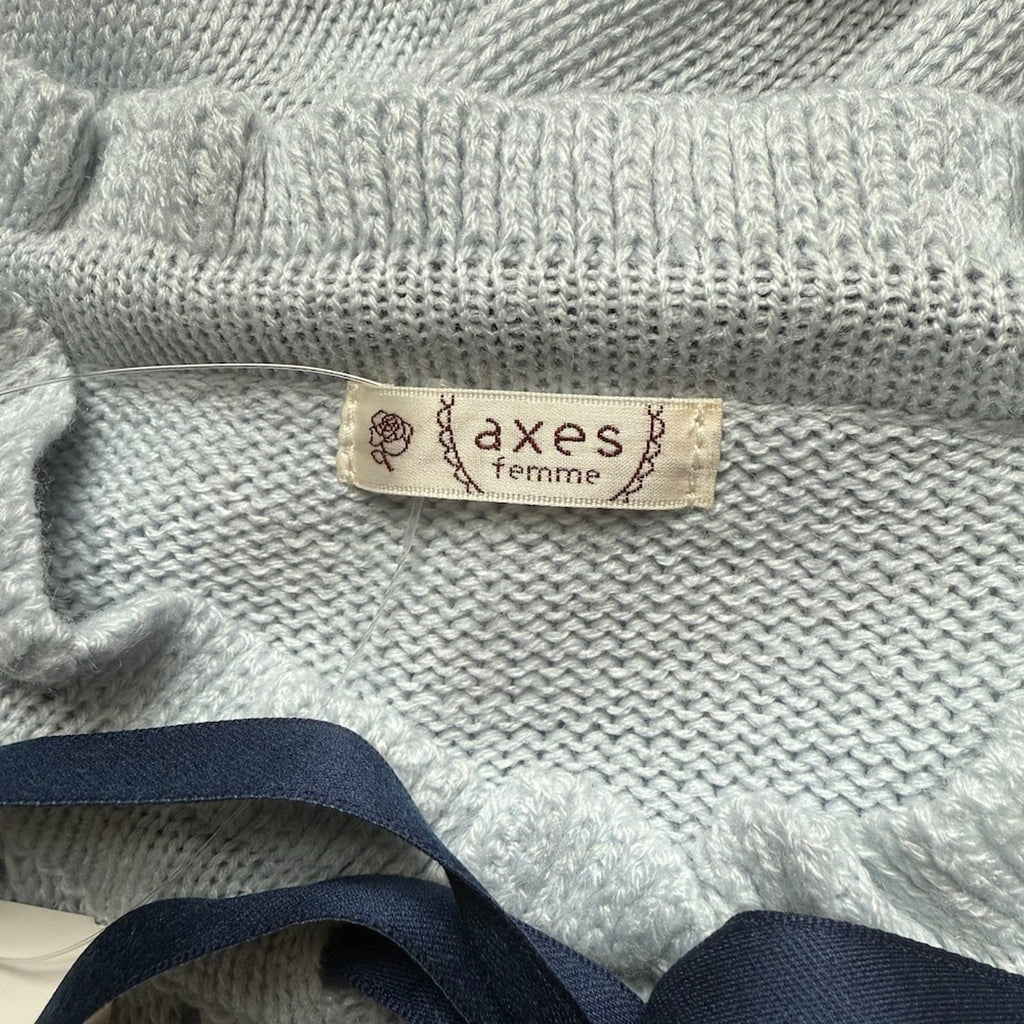 J-fashion Axes Femme Gyaru Kawaii Cottage Light Blue Sweater Dress w/ Bow M