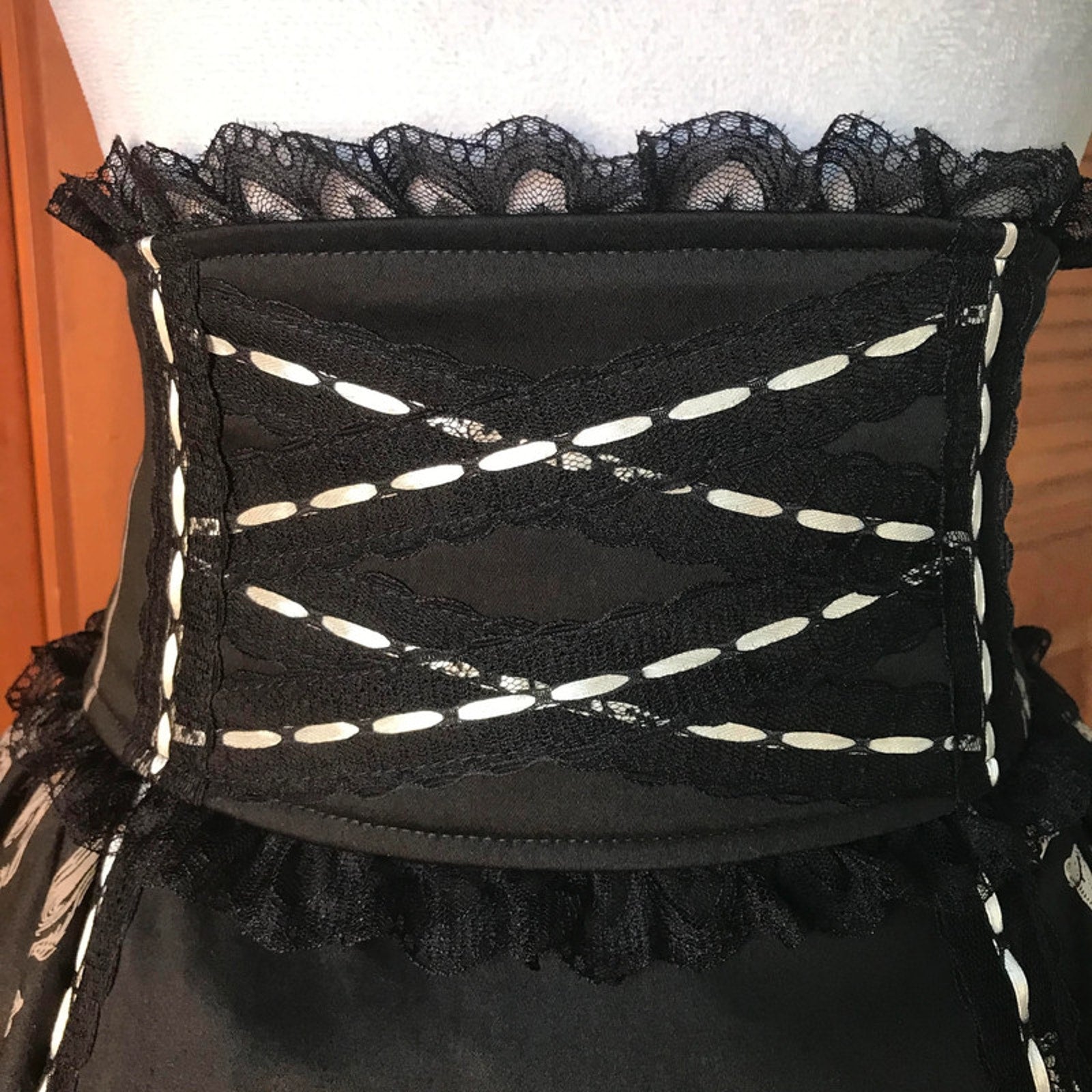 Vintage Lip Service Lolita Bones Gothic Victorian EGL Black Bustle Skirt