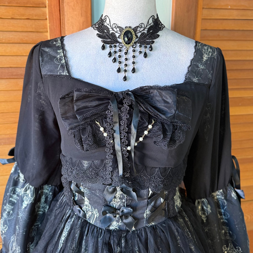Gothic Lolita Victorian Princess Hime Sama Black & White Dress Gown M