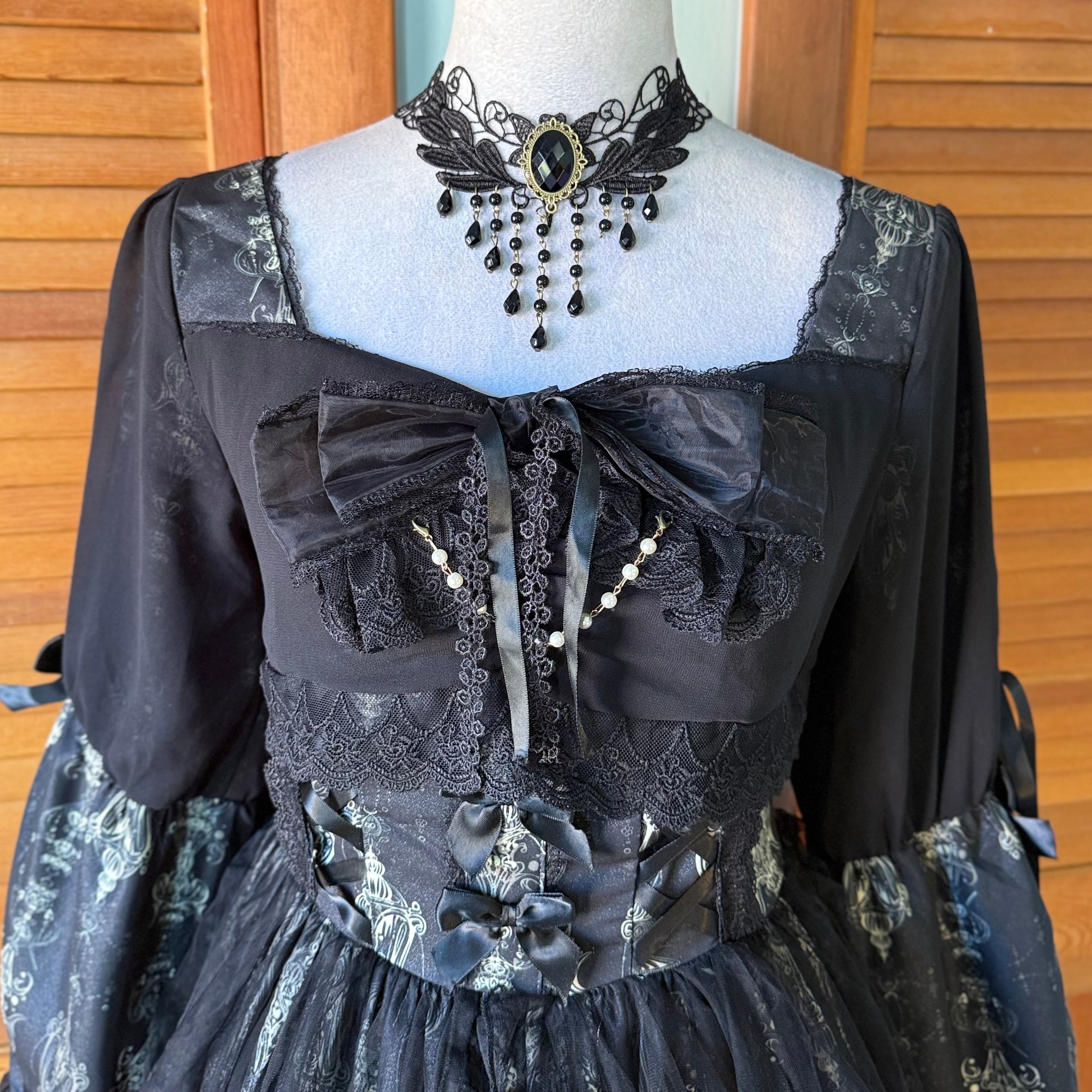 Gothic Lolita Victorian Princess Hime Sama Black & White Dress Gown M